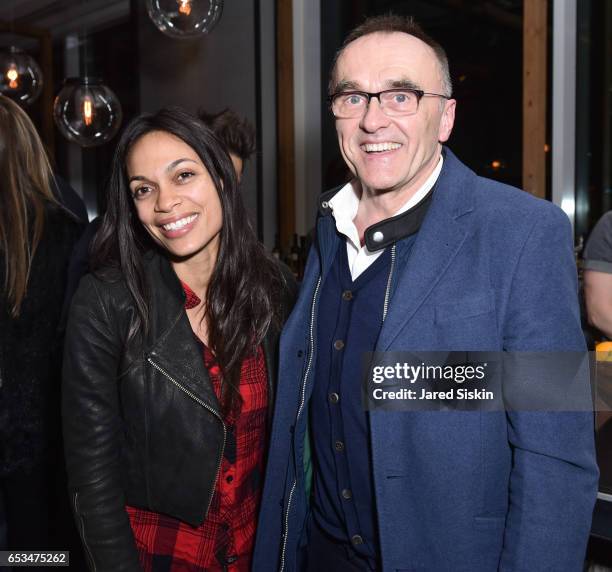 Rosario Dawson and Danny Boyle attend TriStar Pictures & The Cinema Society with 19 Crimes Host the After Party for "T2 Trainspotting" at Mr. Purple...