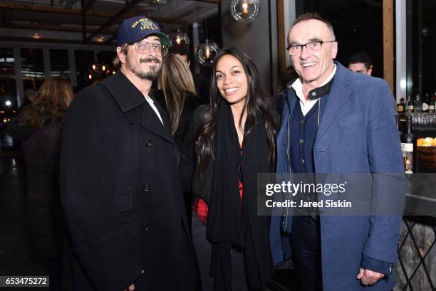 Guest, Rosario Dawson and Danny Boyle attend TriStar Pictures & The Cinema Society with 19 Crimes Host the After Party for "T2 Trainspotting" at Mr....