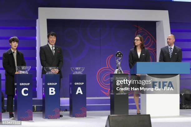 Head of FIFA Tournament, Jaime Yarza and Group Leader of FIFA U-20 World Cup Korea Republic 2017, Rhiannon Martin attend Draw Of FIFA U-20 World Cup...