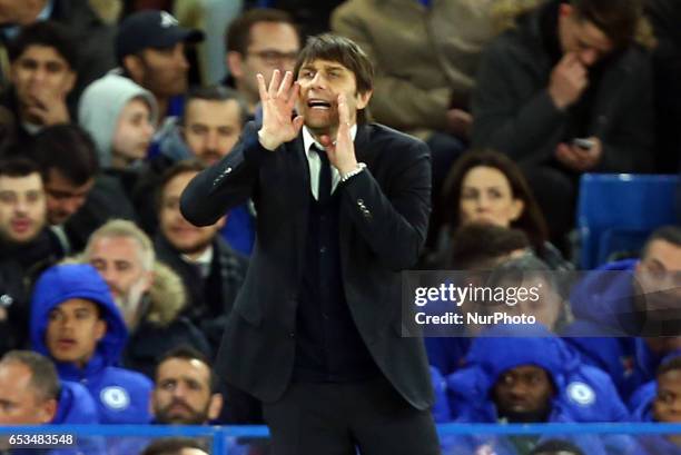 Chelsea manager Antonio Conte during the The Emirates FA Cup - Sixth Round match between Chelsea and Manchester United at Stamford Bridge, London,...