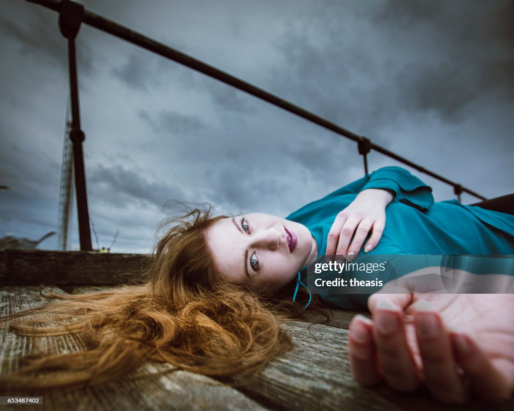 Attractive Young Woman At Derelict Glasgow Docks