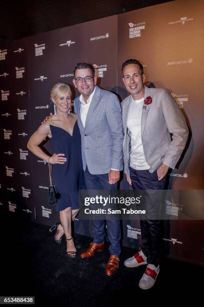 Kathryn and Daniel Andrews with Graeme Lewsey arrives ahead of the VAMFF 2017 Premium International Designer Showcase 1: Indonesia runway show on...