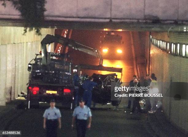 File photo dated 31 August 1997 shows wreckage of Princess Diana's car in the Alma Tunnel of Paris. Britain's Princess Diana, her friend Dodi Fayez...