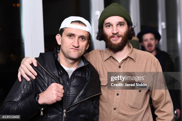 Casey Neistat and Josh Safdie attend TriStar Pictures & The Cinema Society with 19 Crimes Host the After Party for "T2 Trainspotting" at Mr. Purple...