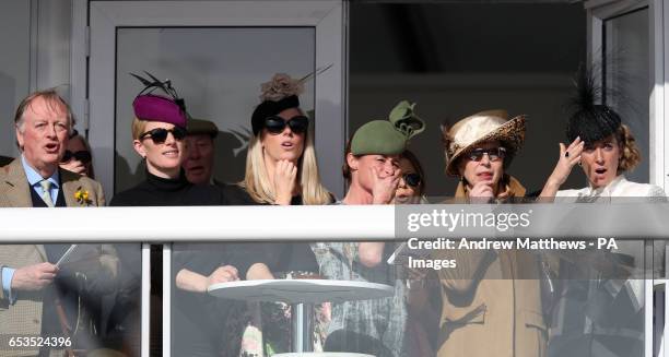 Zara Phillips Dolly Maude, Anne, Princess Royal, and Chanelle McCoy during Ladies Day of the 2017 Cheltenham Festival at Cheltenham Racecourse.