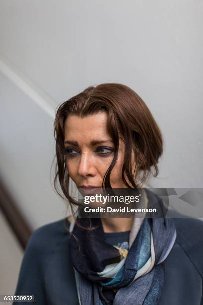 Elif Shafak, Turkish writer, at the London Book Fair 2017, at Olympia Exhibition Centre on March 15, 2017 in London, England.