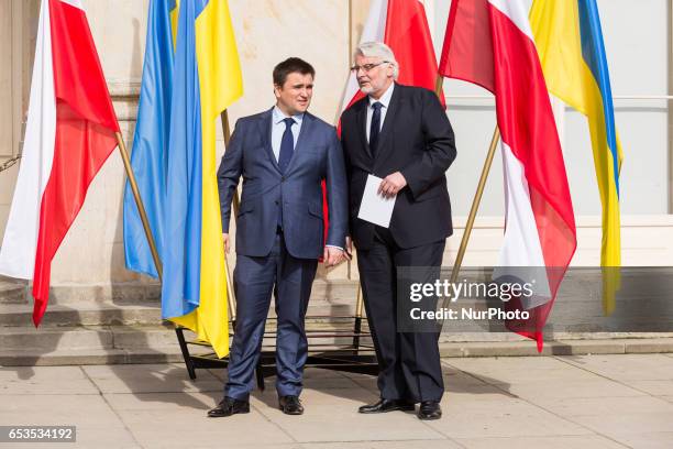 Minister of Foreign Affairs of Poland, Witold Waszczykowski and Minister of Foreign Affairs of Ukraine, Pavlo Klimkin in Warsaw, Poland on 15 March...