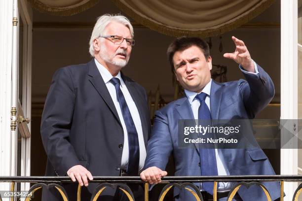 Minister of Foreign Affairs of Poland, Witold Waszczykowski and Minister of Foreign Affairs of Ukraine, Pavlo Klimkin in Warsaw, Poland on 15 March...