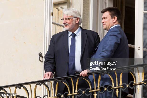 Minister of Foreign Affairs of Poland, Witold Waszczykowski and Minister of Foreign Affairs of Ukraine, Pavlo Klimkin in Warsaw, Poland on 15 March...