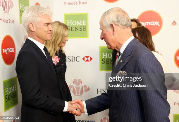 Prince Charles, Prince of Wales with Phillip Schofield as they attend the Prince's Trust Celebrate Success Awards on March 15, 2017 in London,...