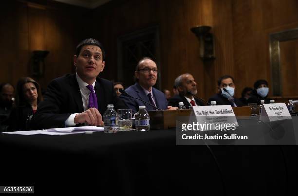 The Right Honorable David Miliband , President and CEO of International Rescue Committee, speaks to the Senate Foreign Relations committee at Dirksen...