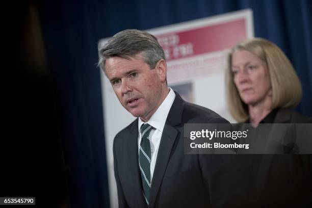 Brian Stretch, U.S. Attorney for the northern district of California, speaks during a news conference at the Department of Justice in Washington,...