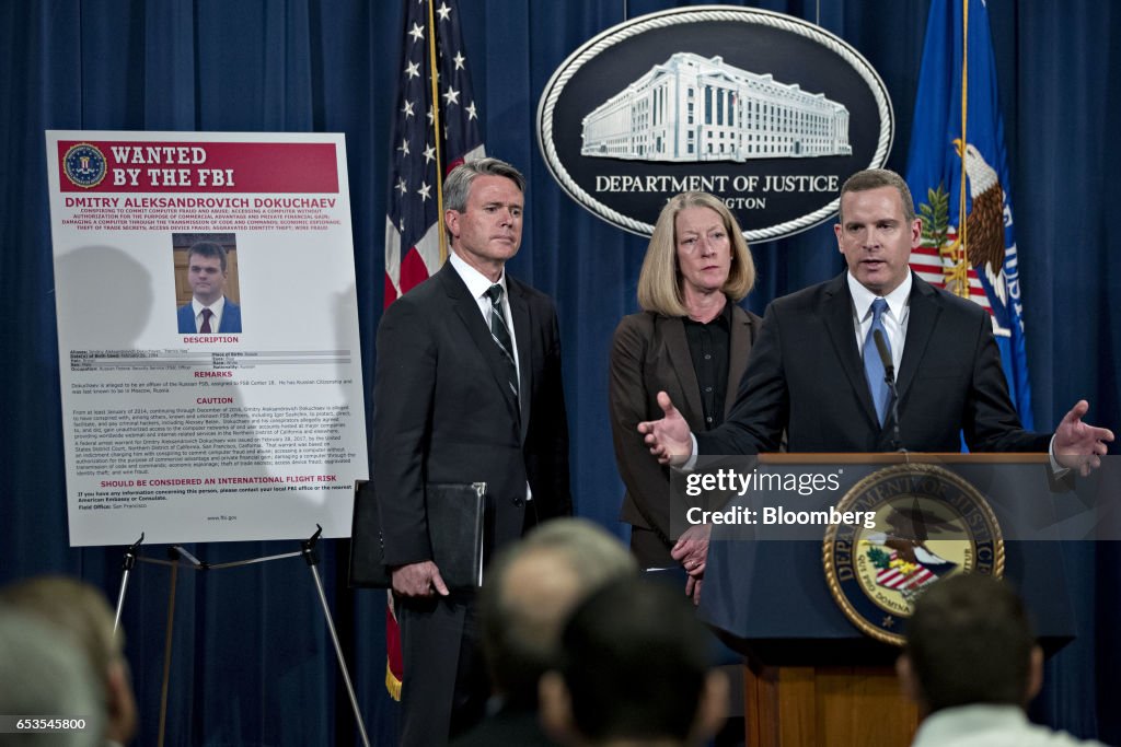 National Security Division Holds News Conference At Department Of Justice