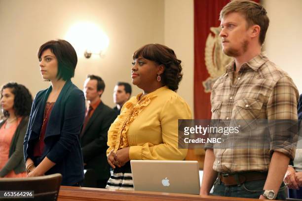 Wrench in the Case" Episode 102 -- Pictured: Krysta Rodriguez as Summer, Sherri Shepherd as Anne, Steven Boyer as Dwayne --
