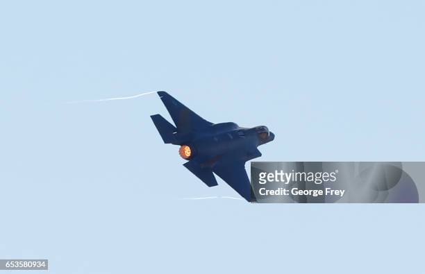 Fighter jet take-offs for a training mission at Hill Air Force Base on March 15, 2017 in Ogden, Utah. Hill is the first Air Force base to get combat...