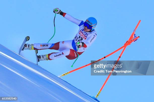 Patrick Kueng of Switzerland competes in the Men's Downhill for the 2017 Audi FIS Ski World Cup Final at Aspen Mountain on March 15, 2017 in Aspen,...