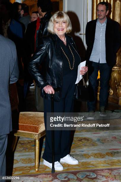 Marianne Faithfull attends Marie-Agnes Gillot is decorated "Chevalier de lordre national de la Legion d'Honneur" at Ministere de la Culture In Paris...