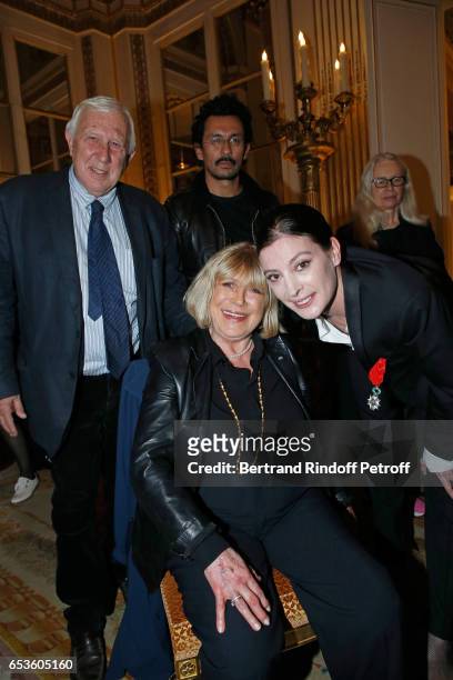 Professor Alain Deloche, Haider Ackermann, Marianne Faithfull and Marie-Agnes Gillot attend Marie-Agnes Gillot is decorated "Chevalier de lordre...