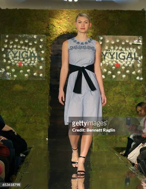 Model walks the runway wearing YYigal Capsule Collection at Macy's Herald Square on March 15, 2017 in New York City.