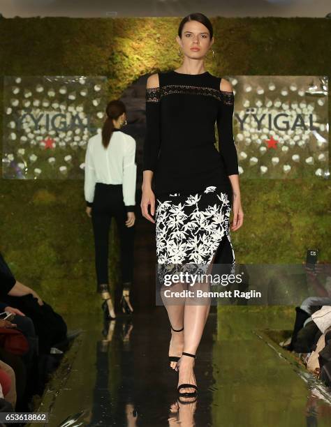 Model walks the runway wearing YYigal Capsule Collection at Macy's Herald Square on March 15, 2017 in New York City.