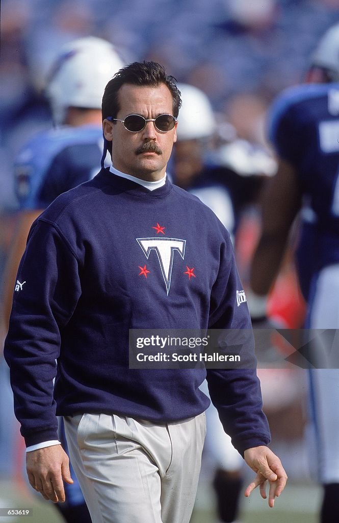 Head Coach Jeff Fisher of the Tennessee Titans walks on the sidelines