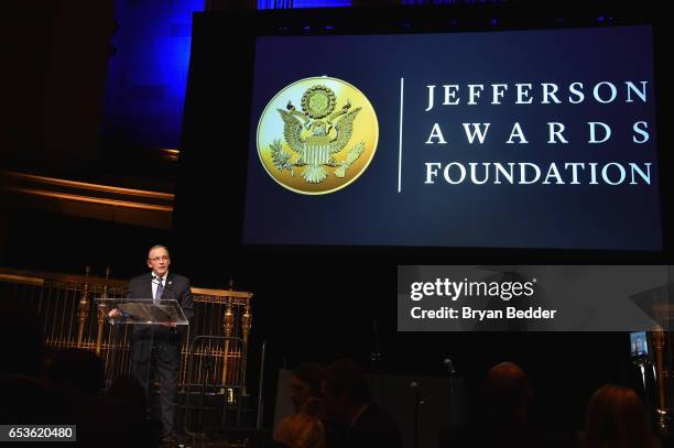 Barry Thompson speaks onstage during the Jefferson Awards Foundation 2017 NYC National Ceremony at Gotham Hall on March 15, 2017 in New York City.