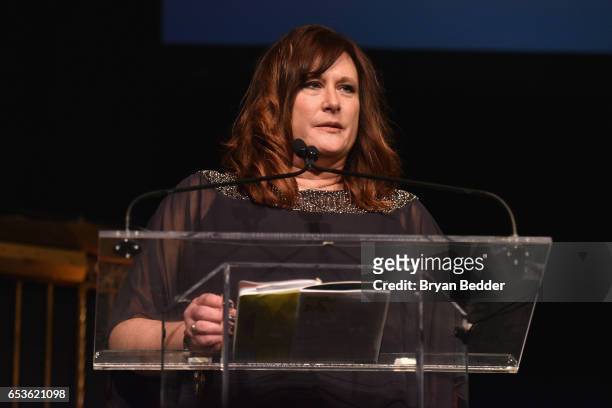 Lisa Durst, Founder of Peace of Heart and Emma Stumpf's teacher speaks onstage during the Jefferson Awards Foundation 2017 NYC National Ceremony at...
