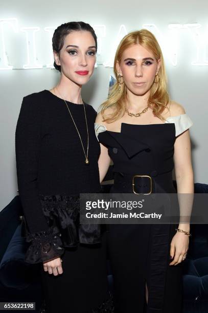 Musician St. Vincent and Actor Zosia Mamet attends the Tiffany & Co. Presents Whitney Biennial VIP Opening Night at The Whitney Museum of American...