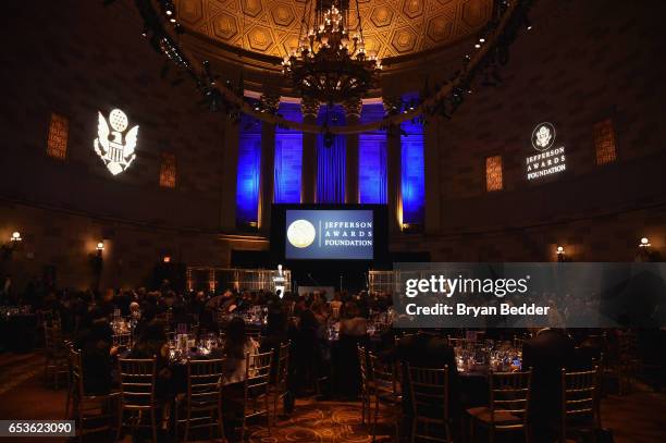 View of the atmosphere during the Jefferson Awards Foundation 2017 NYC National Ceremony at Gotham Hall on March 15, 2017 in New York City.