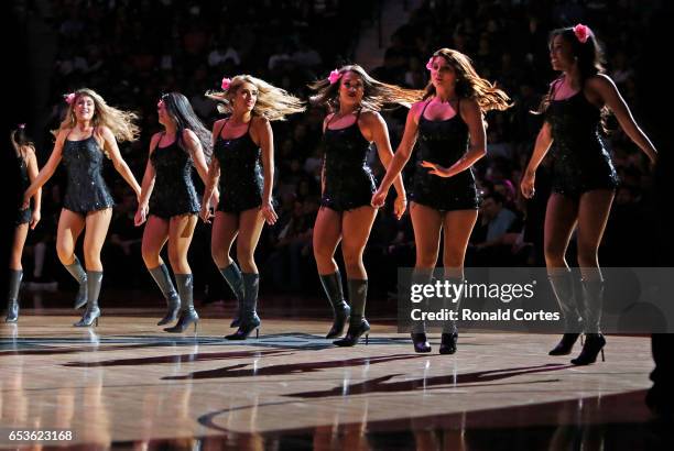 San Antonio Silver dancers perform during game against the Portland Trail Blazers at AT&T Center on March 15, 2017 in San Antonio, Texas. NOTE TO...
