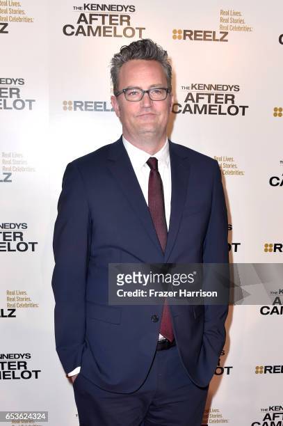Actor Matthew Perry at the premiere of Reelz's "The Kennedys After Camelot" at The Paley Center for Media on March 15, 2017 in Beverly Hills,...