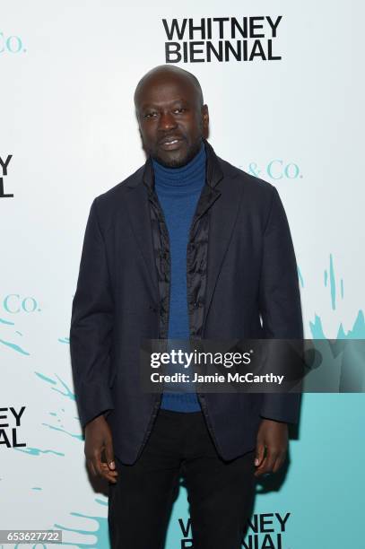 Architect David Adjaye attends the Tiffany & Co. Presents the Whitney Biennial VIP Opening at The Whitney Museum of American Art on March 15, 2017 in...