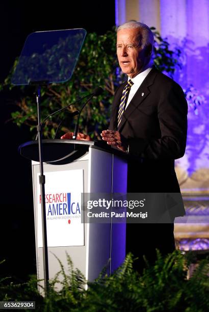 Former U.S. VP Joe Biden speaks after receiving the Gordon and Llura Gund Leadership Award for his commitment to accelerating cancer research through...