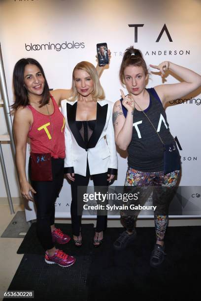 Jenni Konner, Tracy Anderson and Lena Dunham attend Tracy Anderson Flagship Studio Opening at Tracy Anderson Flagship Studio on March 15, 2017 in New...
