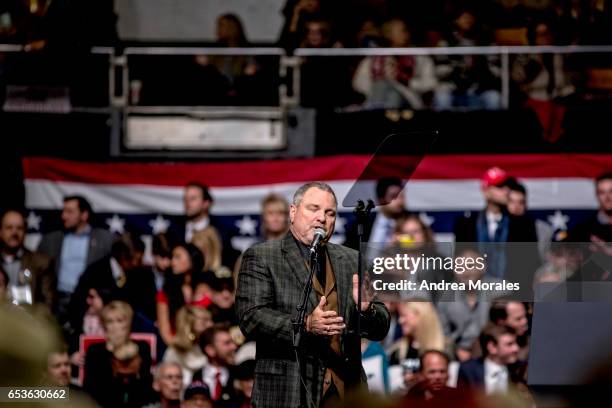 Rudy Gatlin, of the band The Gatlin Brothers, performs during a rally held by President Trump on March 15, 2017 in Nashville, Tennessee. During his...