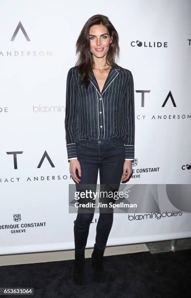 Model Hilary Rhoda attends the Tracy Anderson Flagship Studio opening at Tracy Anderson Flagship Studio on March 15, 2017 in New York City.