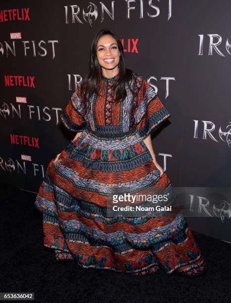 Actress Rosario Dawson attends Marvel's "Iron Fist" New York screening at AMC Empire 25 on March 15, 2017 in New York City.