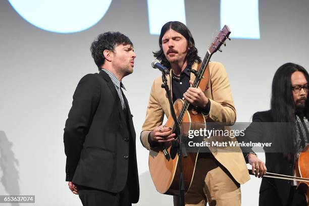 Scott Avett and Seth Avett of The Avett Brothers perform during the "May It Last: A Portrait Of The Avett Brothers"premiere 2017 SXSW Conference and...
