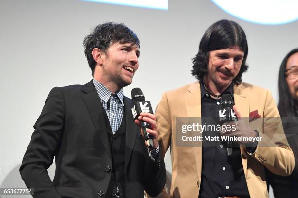 Scott Avett and Seth Avett of The Avett Brothers speak onstage during the "May It Last: A Portrait Of The Avett Brothers"premiere 2017 SXSW...