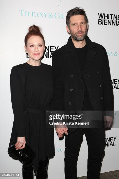 Julianne Moore and Bart Freundlich attend the 2017 Whitney Biennial at The Whitney Museum of American Art on March 15, 2017 in New York City.