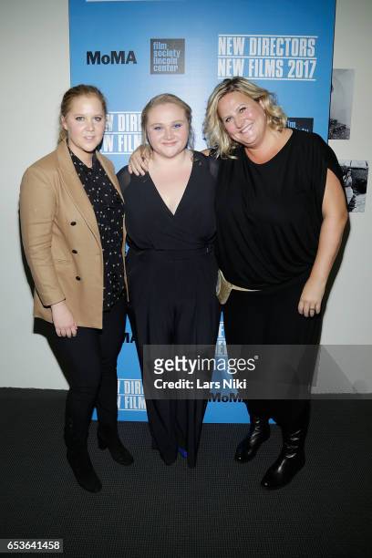 Actors Amy Schumer, Danielle Macdonald and Bridget Everett attend the New Directors/New Films 2017 Opening Night of PATTI CAKE$ presented by MoMA &...