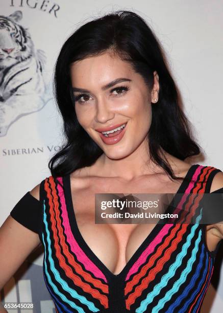 Model CJ Sparxx attends the premiere of Skinfly Entertainment's "You Can't Have It" at TCL Chinese Theatre on March 15, 2017 in Hollywood, California.