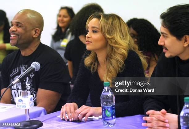 Darryl "D.M.C." McDaniels, Jillian Hervey and Lucas Goodman appear during the 11th Annual Garden of Dreams Talent Show rehearsal at Radio City Music...