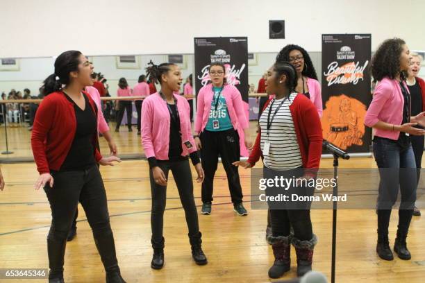 Children's Aid Society Chorus appear during the 11th Annual Garden of Dreams Talent Show rehearsal at Radio City Music Hall on March 15, 2017 in New...