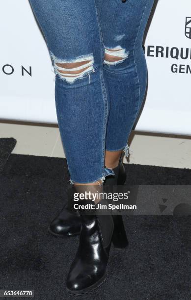 Hannah Bronfman, pants detail, attends the Tracy Anderson Flagship Studio opening at Tracy Anderson Flagship Studio on March 15, 2017 in New York...