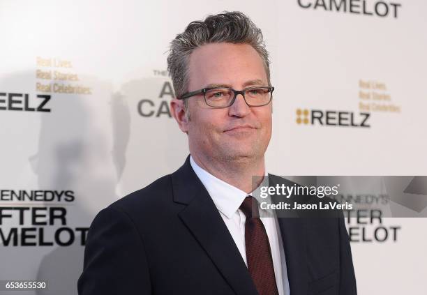 Actor Matthew Perry attends the premiere of "The Kennedys: After Camelot" at The Paley Center for Media on March 15, 2017 in Beverly Hills,...