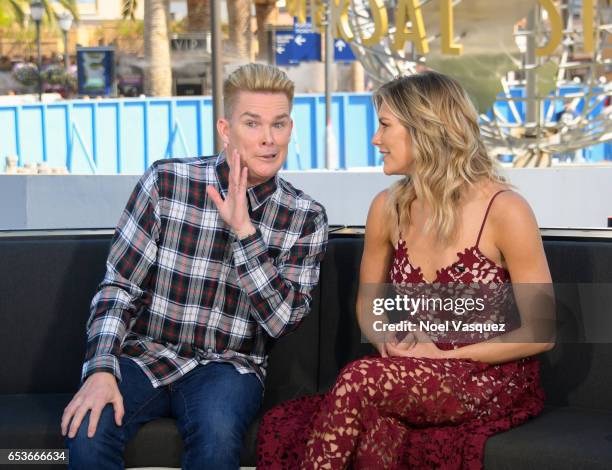Mark McGrath and Charissa Thompson visit "Extra" at Universal Studios Hollywood on March 15, 2017 in Universal City, California.