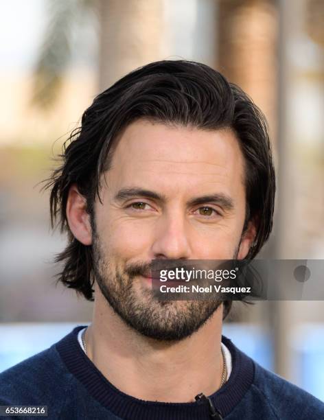 Milo Ventimiglia visits "Extra" at Universal Studios Hollywood on March 15, 2017 in Universal City, California.