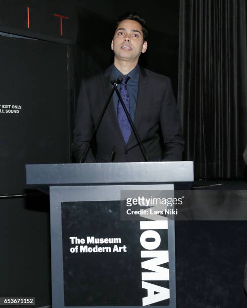 Chief Curator of Film at MOMA, Rajendra Roy addresses the audience during the New Directors/New Films 2017 Opening Night of PATTI CAKE$ presented by...