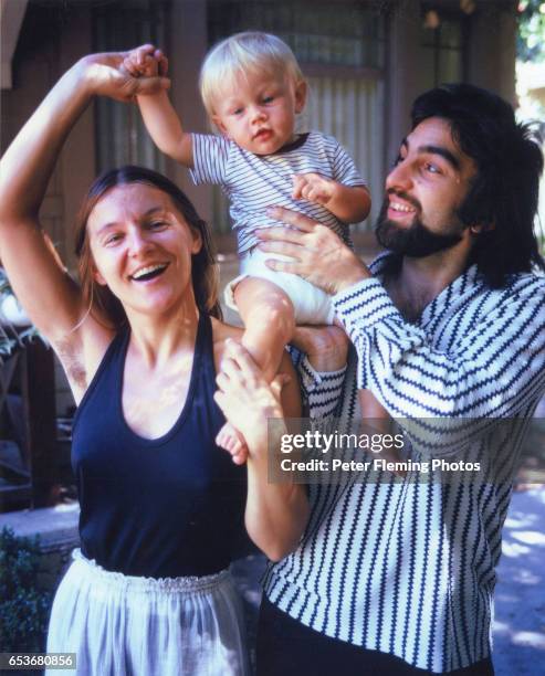 Leonardo DiCaprio, his father George DiCaprio and his mother Irmelin DiCaprio pose for a portrait outside their home in Hollywood, California, circa...